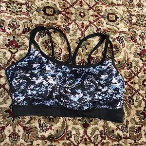 GAIAM Black Sports Top Bra Abstract Print Size Medium Activewear